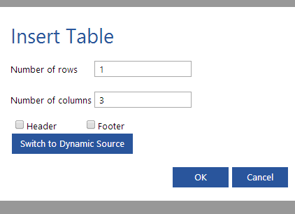 table options